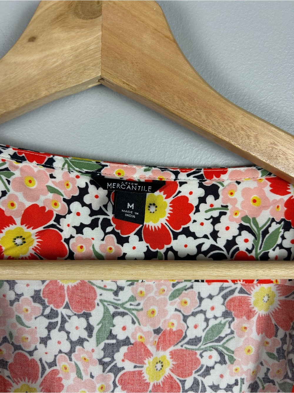 J CREW Floral Wrap Midi Dress Medium Red Yellow Cottagecore Cotton Preppy Travel - Picture 4 of 6